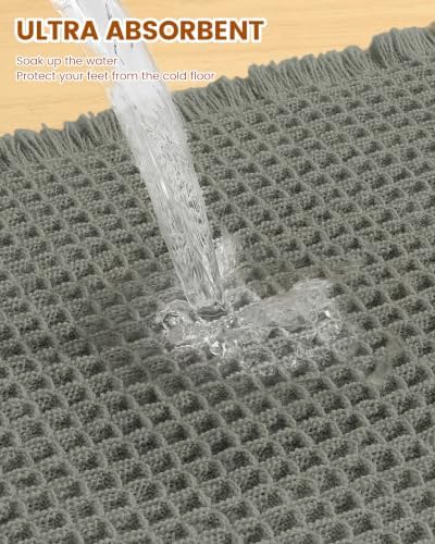 Smiry Waffle Bath Mat 36X24, Extra Soft Absorbent Bathroom Rugs - Image 5