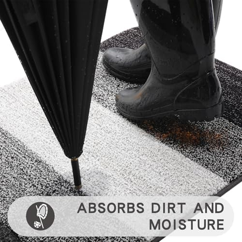 Kitinjoy Indoor Outdoor Door Mat, 50x30 Non-Slip Dirt Trapper Doormats - Image 2