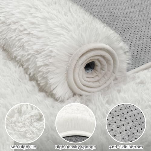 8x10 White Fluffy Fuzzy Shag Area Rug - Image 6
