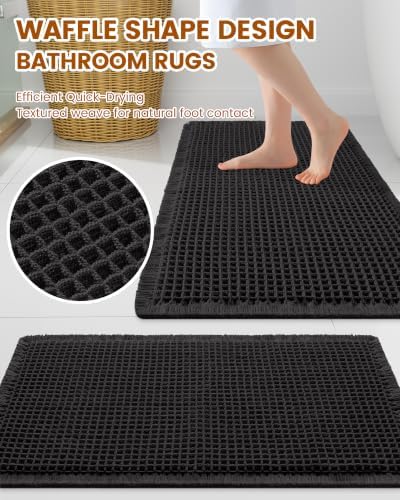 Smiry Waffle Bath Mat 47X24, Extra Soft Absorbent Bathroom Rugs - Image 3