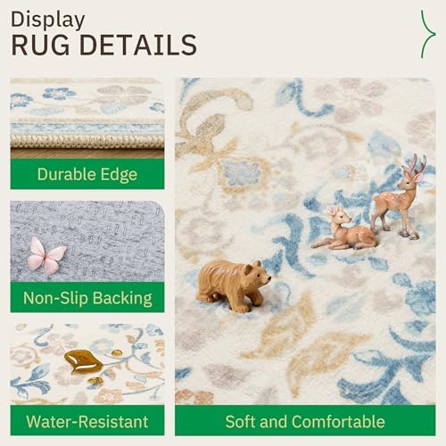 2x10 Runner Rug Non Slip Washable Hallway Runner Cloud Like Soft Cottage Floral - Image 3
