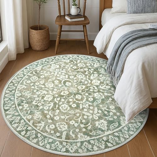 Vintage Washable Large Round Rug 6ft Circle Rug - Image 4
