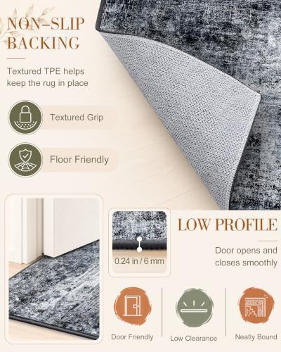 OLANLY 2x4 Washable Accent Rug Non Slip Carpet - Image 7