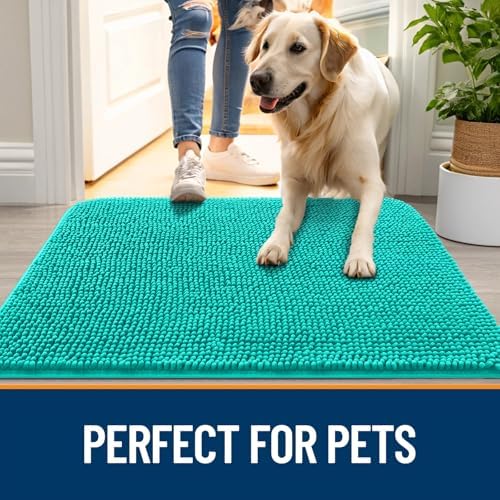 OLANLY Dog Door Mat for Muddy Paws 47x32, Super Absorbent Chenille Mud Mat - Image 6