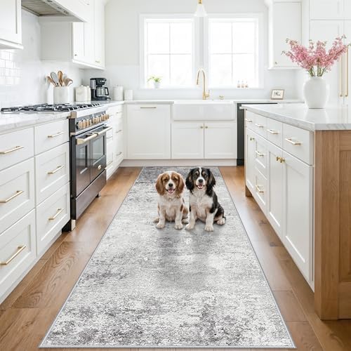 RUUGME 3x10 Washable Runner Rug: Abstract Durable Kitchen Runners Non-Slip by RUUGME
