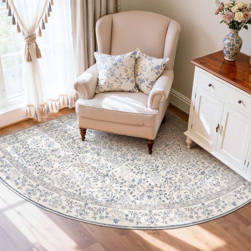 jinchan 6x6 Washable Corner Area Rug, Soft Floral Non-Slip - Image 6