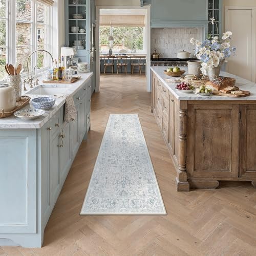 PureCozy Blue 2x6 Washable Runner Rug - Image 2