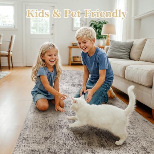 3x7 Washable Runner Rug: Modern Abstract Carpet - Image 3