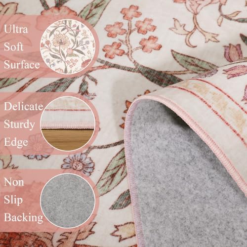 DUKINO 2x8 Runner Rug, Washable Vintage Floral Kitchen Rugs - Image 6