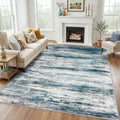KOZYFLY Washable Rugs 8x10 Area Rug Modern Washable Large Area Rugs Blue by KOZYFLY
