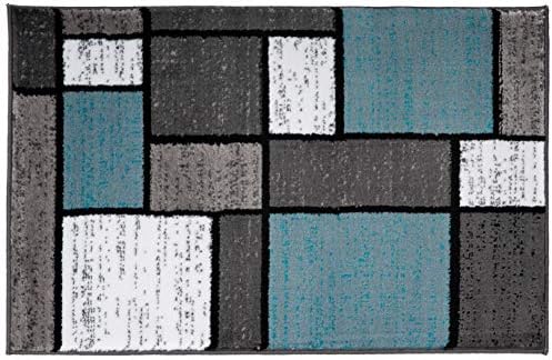 Rugshop Modern Boxes Contemporary Living Room Area Rug Blue/Gray 2' x 3' - Image 2