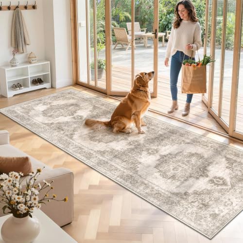 Runner Rug 2.6x8 Washable Rugs: Vintage Hallway Kitchen Runner Non Slip Low - Image 2
