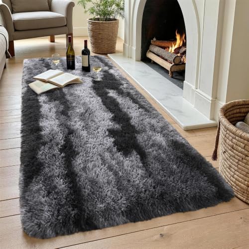 Noahas 2x8 Black Fluffy Soft Runner Rug Non-Slip - Image 4