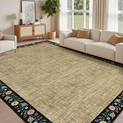 GarveeHome Washable Rugs for Living ROM 8 x 10 Large Area Rug Farmhouse Floral by GarveeHome