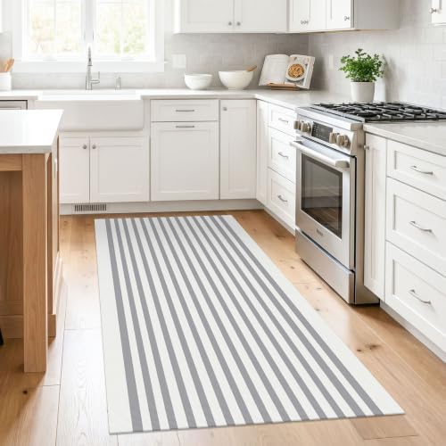 KILOCOCO Striped Rug 3x5 ft Washable Woven Front Door Rug - Image 3