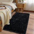 Soft Runner Rugs for Bedroom Hallways, 2x4 Black Fluffy Shag Throw Area Rug Non by Ailyei