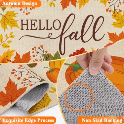 HEBE Fall Kitchen Rugs Set of 3, Washable Maple Leaf Kitchen Mats - Image 3
