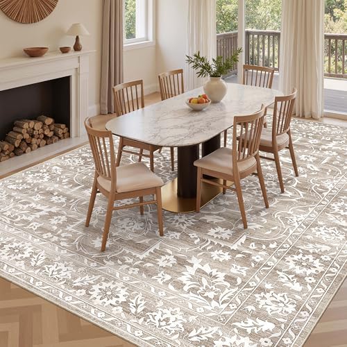 Soalmost Living Room 10x14 Area Rugs, Washable Soft Rug Light Brown - Image 3