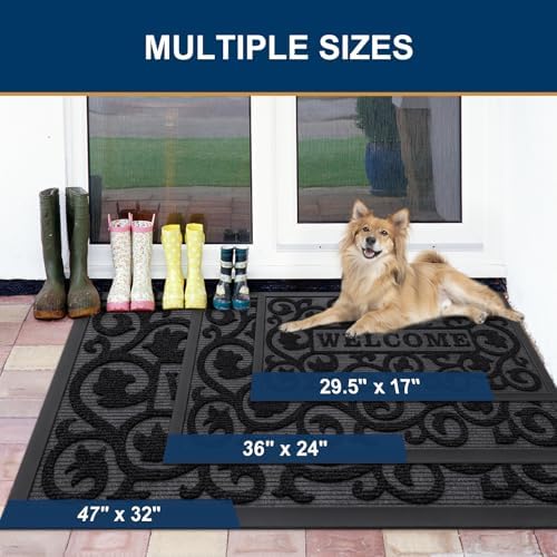 Smiry Front Door Mat Outside Entrance, Low Profile Rubber Doormat - Image 2