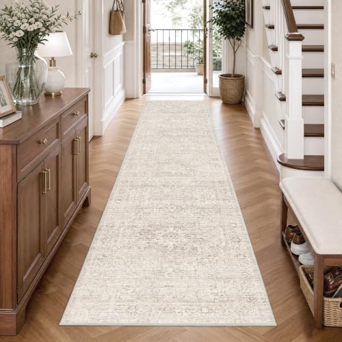 FMFUNCTEX 2x10 Hallway Runner Rug Washable Beige Neutral Oriental Vintage - Image 2
