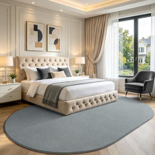 LOCHAS Soft Oval Rug 5x8, Washable Grey Area Rugs - Image 2