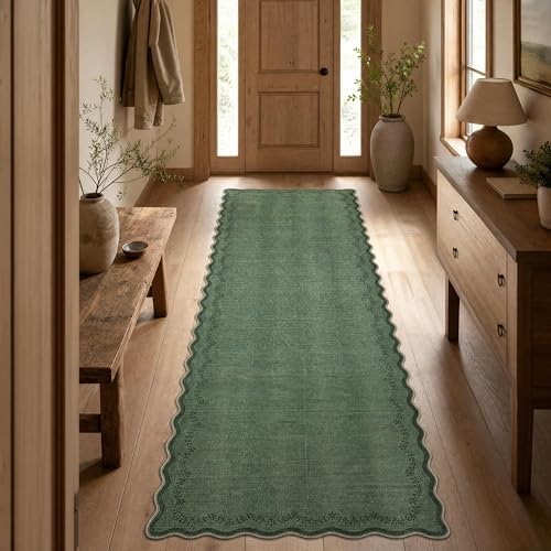 GarveeHome 2.5x10 Scalloped Washable Runner Rug Long Hallway Kitchen Rug by GarveeHome
