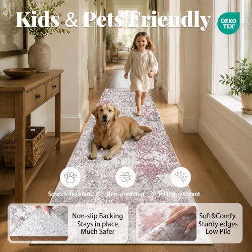 2x3 Pink Gray Washable Area Rug - Image 3