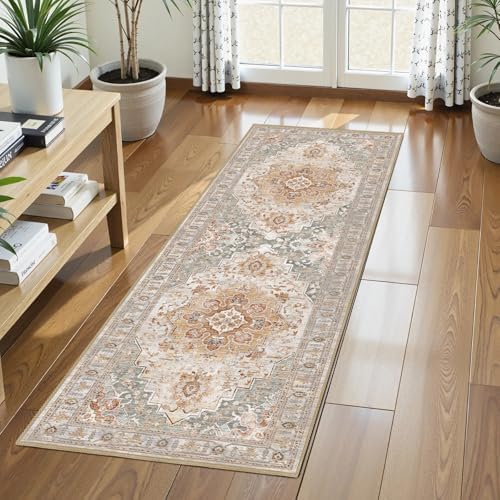 Washable Area Rug 2'6'' x 8' Vintage Traditional Persian Mat by Unknown