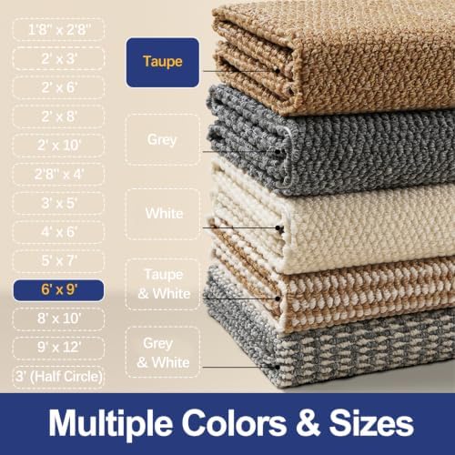 Faux Jute Area Rug 6'x9', Washable & Non-Slip, Warm Taupe - Image 6