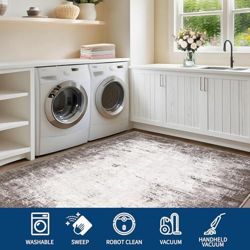 GarveeHome Machine Washable Runner Abstract Hallway Rugs 2x6 Brown - Image 6