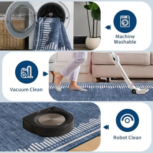 Garvee Small Area Rugs 2x3 Blue Washable Entryway Scalloped Throw Carpet - Image 4