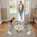 Washable 4x4 Square Area Rug: Indoor Vintage Non-Slip Kitchen Rugs by RUUGME