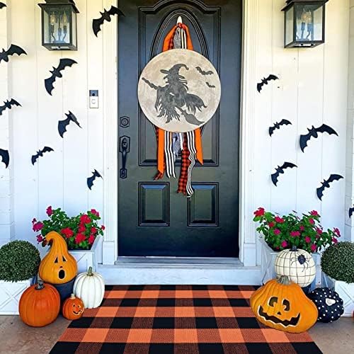 Fall Décor Orange and Black Plaid Rug, Hand-Woven Rug - Image 4