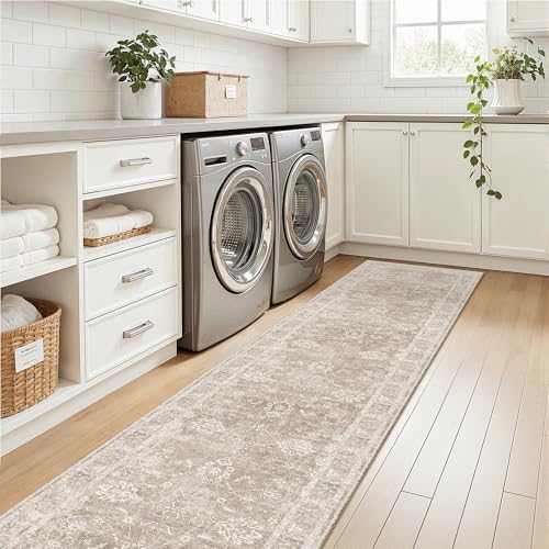 Madane Runner Rug 2x10 for Hallway, Kitchen Non-Slip Runner Rug Brown/Sand - Image 3