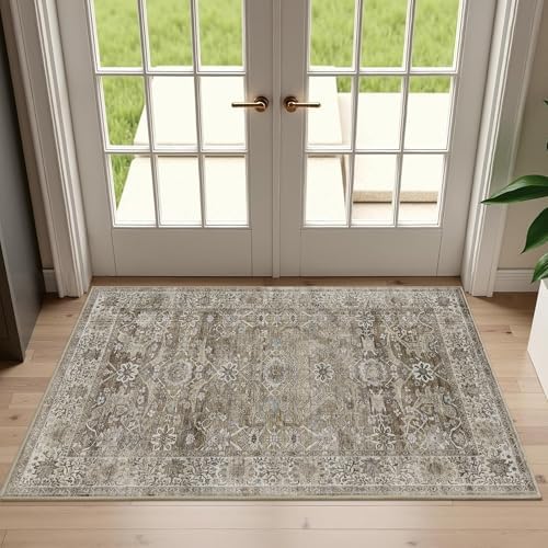 2x3 Entryway Rug Brown Grey Washable Kitchen Rugs - Image 2