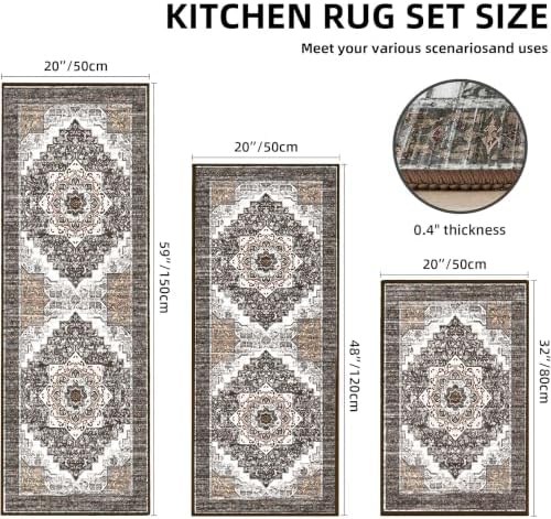 Kitchen Rugs Sets of 3 100% Non Slip Washable Kitchen Mats - Image 2