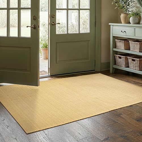 MatEssenz 3x5 ft Faux Linen Area Rug, Washable Woven Textured Carpet by MatEssenz