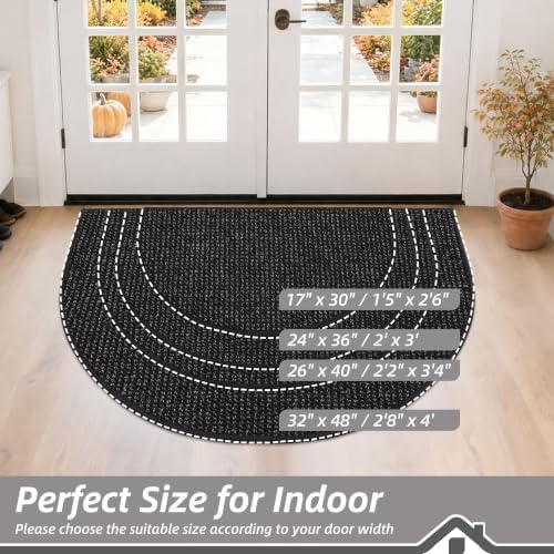 BEQHAUSE Dirt Trapper Door Mat 24" x 36" Half Circle Non Slip Rugs - Image 2