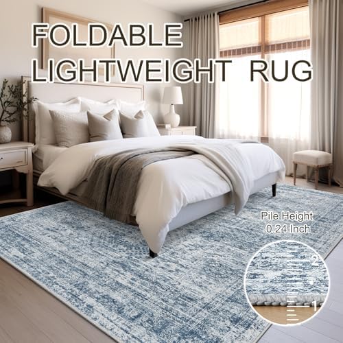 Soalmost Washable Area Rug 8x10 Large Soft Blue Rugs - Image 6