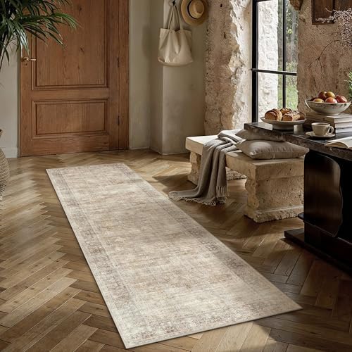 HUGEAR Beige 3x10 Neutral Runner Rugs by HUGEAR