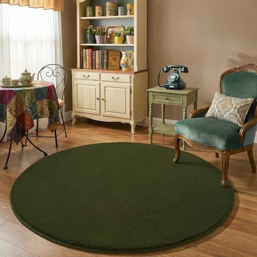 Amearea Olive Green Round Area Rugs 4ft Circle Rugs - Image 6