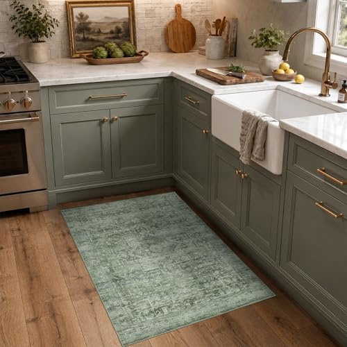 2x3 Washable Boho Entryway Area Rug Teal Non-Slip Front Door Mat - Image 3