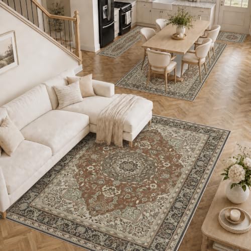 10x12 Area Rugs Washable Large Vintage Rug - Image 3