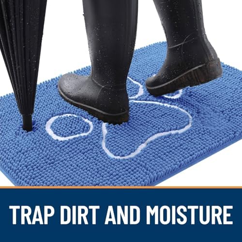 OLANLY Dog Door Mat for Muddy Paws 36x24, Paw Print Design Chenille Mud Mat - Image 2