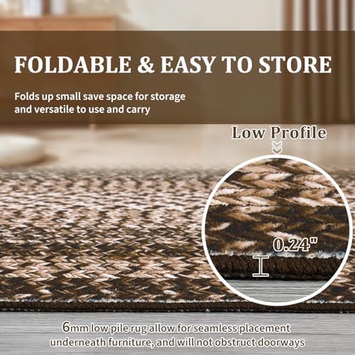 RUGSREAL 10x13 Large Living Room Rug Washable Braided Print Bedroom Rugs - Image 6