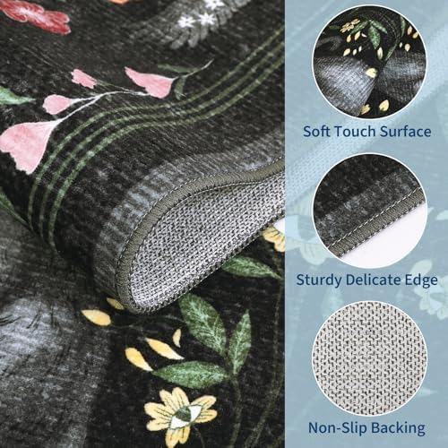 GarveeHome Round Area Rugs 8ft for Living Room, Cat Black Washable Circle Rug - Image 4