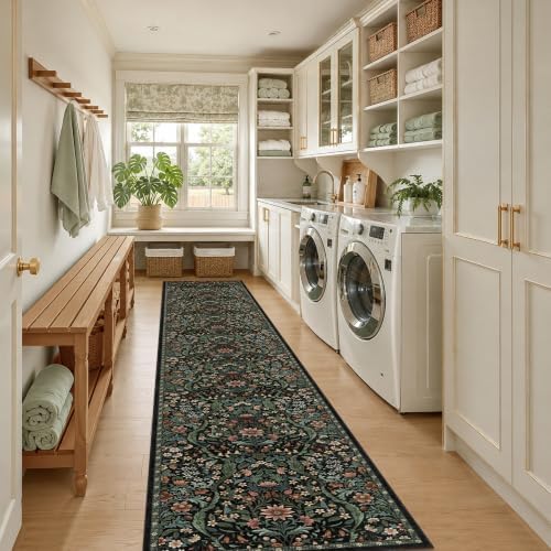 2x12 Floral Runner Rug for Hallway Washable Kitchen Runner Rug - Image 4