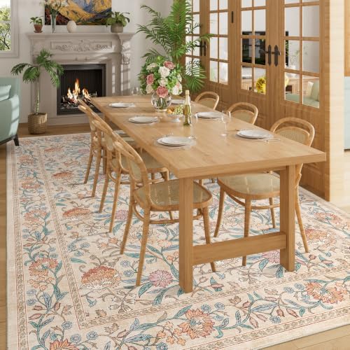 DUKINO 6x9 Area Rug, Vintage Floral Washable Rugs - Image 3