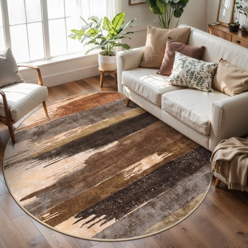 Ciicool Washable 4ft Round Rug, Modern Abstract Rugs - Image 3