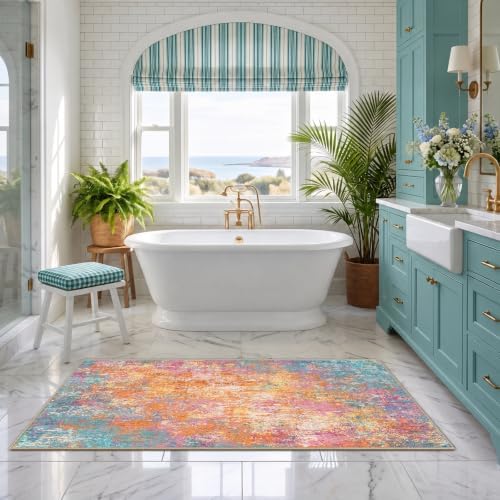 RELEANY Washable Runner 2'x6' Abstract Area Rug - Image 4